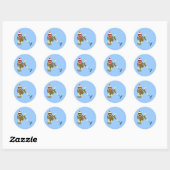 Sock Monkey Olympisch Curling Ronde Sticker (Vel)