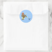 Sock Monkey Olympisch Curling Ronde Sticker (Tas)