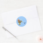Sock Monkey Olympisch Curling Ronde Sticker (Envelop)