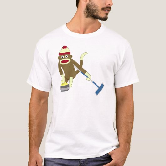 Sock Monkey Olympisch Curling T-shirt (Voorkant)