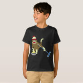 Sock Monkey Olympisch Curling T-shirt (Voorkant volledig)