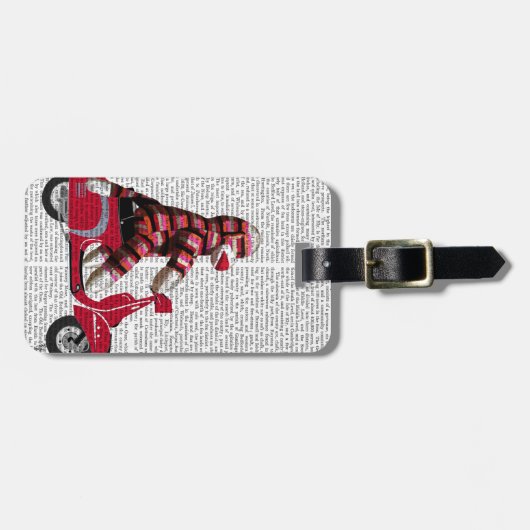 Sock Monkey op brommer Bagagelabel (Voorkant horizontaal)