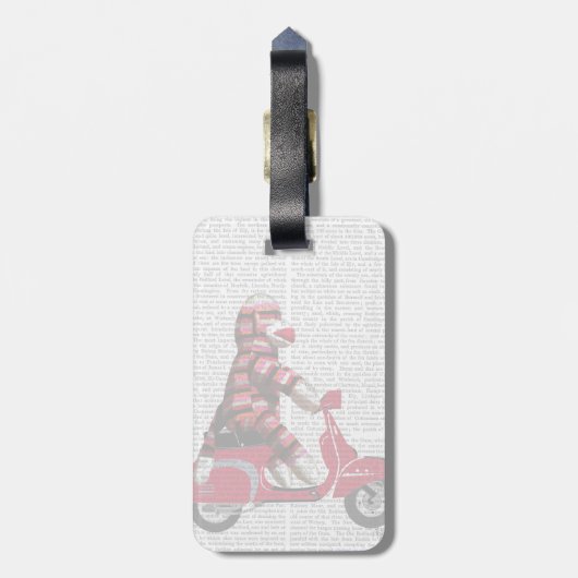 Sock Monkey op brommer Bagagelabel (Achterkant verticaal)