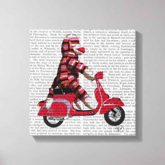 Sock Monkey op brommer Canvas Afdruk (Voorkant)