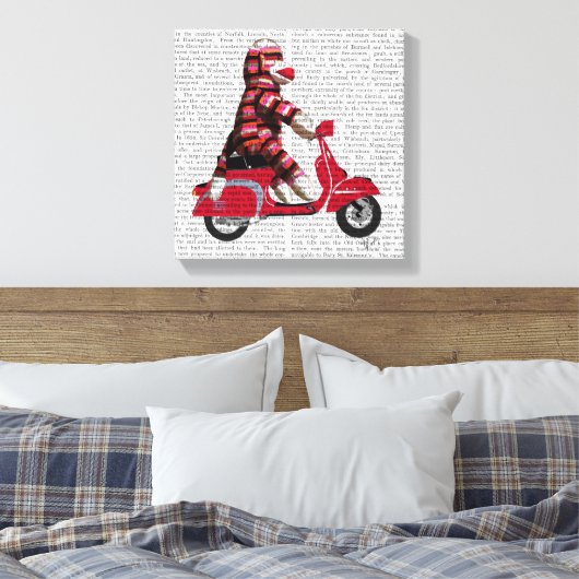 Sock Monkey op brommer Canvas Afdruk (Insitu (Slaapkamer))