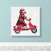 Sock Monkey op brommer Canvas Afdruk (Insitu (Houten vloer))