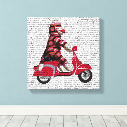 Sock Monkey op brommer Canvas Afdruk (Insitu (Houten vloer))