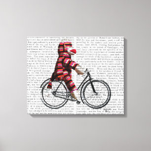 Sock Monkey op fiets Canvas Afdruk