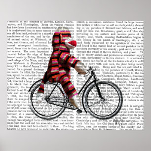 Sock Monkey op fiets Poster