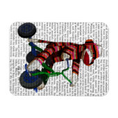 Sock Monkey op Tricycle Magneet (Horizontaal)