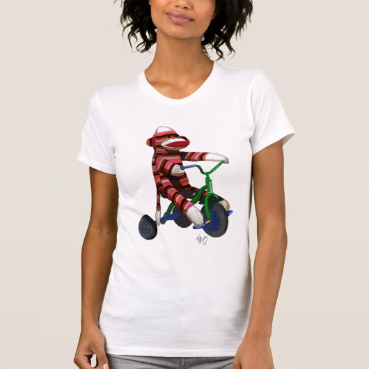 Sock Monkey op Tricycle T-shirt (Voorkant)