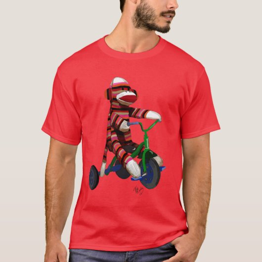 Sock Monkey op Tricycle T-shirt (Voorkant)