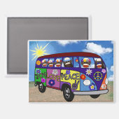 Sock Monkey Peace Bus Magnet (Recto/Verso)