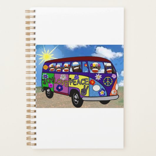 Sock Monkey Peace Bus Postcard (Devant)