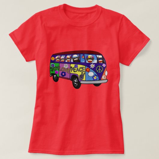 Sock Monkey Peace Bus  T-shirt (Design voorkant)