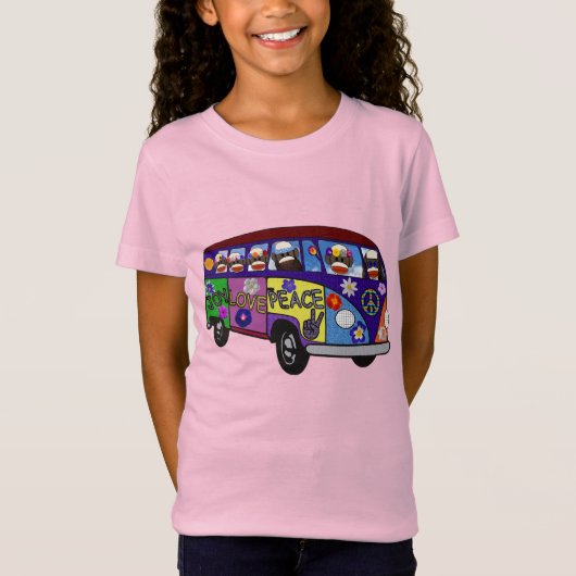 Sock Monkey Peace Bus  T-shirt (Voorkant)