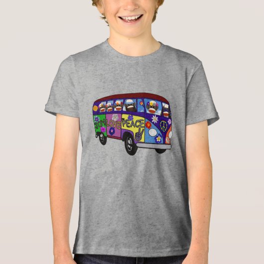 Sock Monkey Peace Bus  Tri-Blend Shirt (Voorkant)