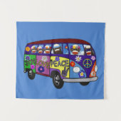 Sock Monkey Peace Bus  Wandkleed (Voorkant (horizontaal))