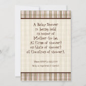 Sock Monkey Pedal Car, Boy Baby shower Invitation Kaart (Achterkant)