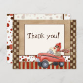 Sock Monkey Pedal Car, Merci Cartes De Note (Devant / Derrière)