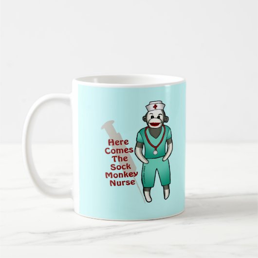 Sock Monkey personnalisé Nurse mug (Gauche)