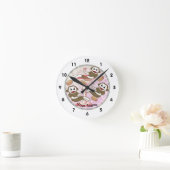 Sock Monkey Pink Martini Clock Ronde Klok (Huis)