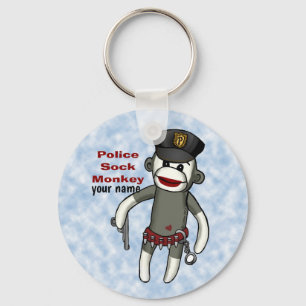 Sock Monkey Police sleutelhanger