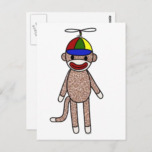 Sock Monkey Propeller Pet Briefkaart (Voorkant / Achterkant)