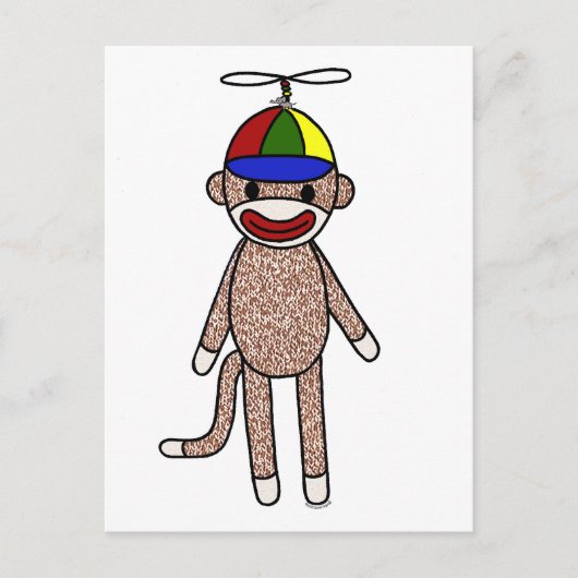 Sock Monkey Propeller Pet Briefkaart (Voorkant)