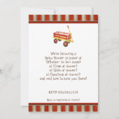 Sock Monkey, Red Wagon, Boy Baby shower Invitation Kaart (Achterkant)