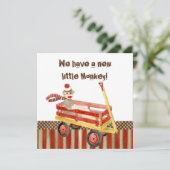 Sock Monkey, Red Wagon, Jongen Aankondiging (Staand voorkant)