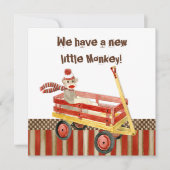 Sock Monkey, Red Wagon, Jongen Aankondiging (Voorkant)