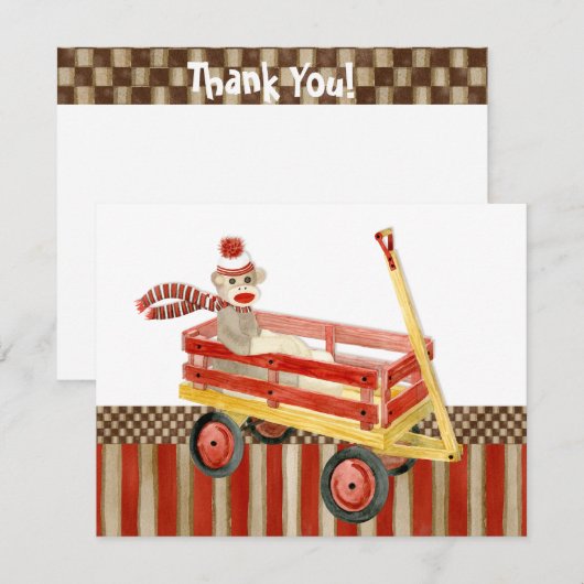 Sock Monkey Red Wagon, Merci Cartes de notes (Devant / Derrière)