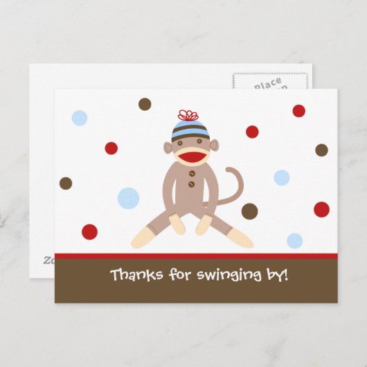 Sock Monkey Remerciez votre note Cartes postales (Devant / Derrière)