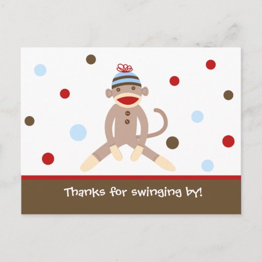 Sock Monkey Remerciez votre note Cartes postales (Devant)