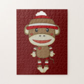 Sock Monkey Retro Family Fun Game Legpuzzel (Verticaal)
