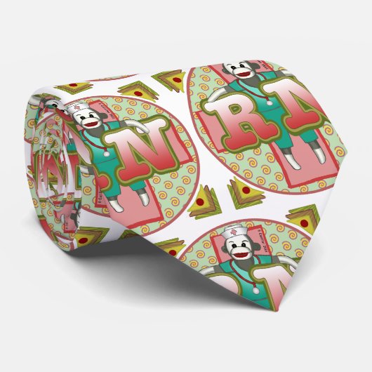 Sock Monkey RN Nurse Stropdas (Opgerold)