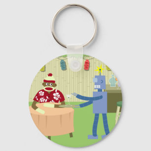 Sock Monkey Robot Waiter Sleutelhanger