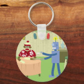 Sock Monkey Robot Waiter Sleutelhanger (Voorkant)