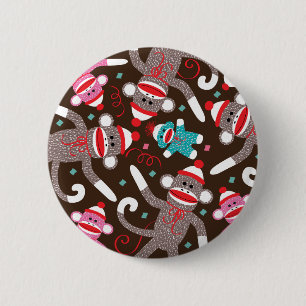 Sock Monkey Ronde Button 5,7 Cm