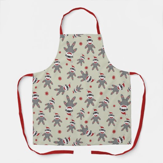 Sock Monkey Santa Hat Kerstfeestfeest Patroon Schort (Voorkant)