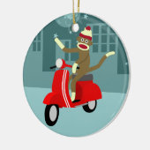 Sock Monkey Scooter Keramisch Ornament (Links)