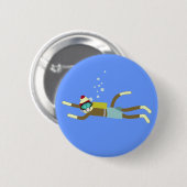 Sock Monkey Scuba Diver Ronde Button 5,7 Cm (Voorkant /achterkant)