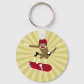 Sock Monkey Skateboarder Sleutelhanger (Voorkant)