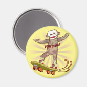 Sock Monkey Skater magneet (Voorkant / Achterkant)