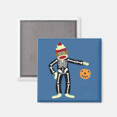 Sock Monkey Skeleton Halloween Magneet (Voorkant / Achterkant)