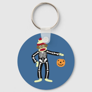Sock Monkey Skeleton Halloween Sleutelhanger