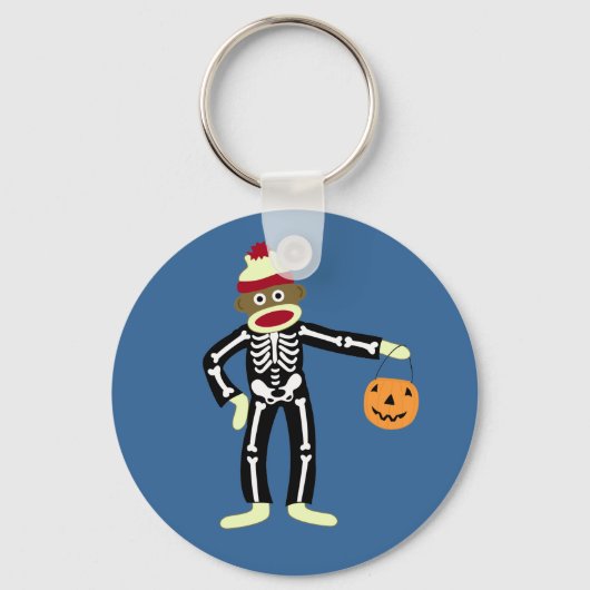 Sock Monkey Skeleton Halloween Sleutelhanger (Voorkant)