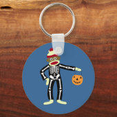 Sock Monkey Skeleton Halloween Sleutelhanger (Voorkant)
