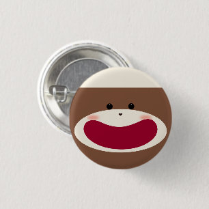 Sock Monkey Smile(jongen) Ronde Button 3,2 Cm
